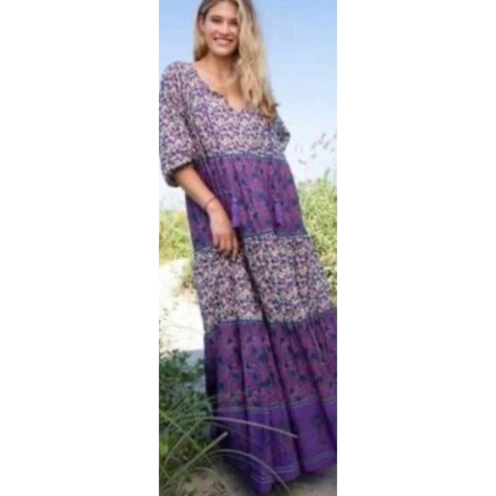 Natural Life Rebecca Maxi Dress M purple boho Ditsy floral print Cottage Prairie - Picture 6 of 10